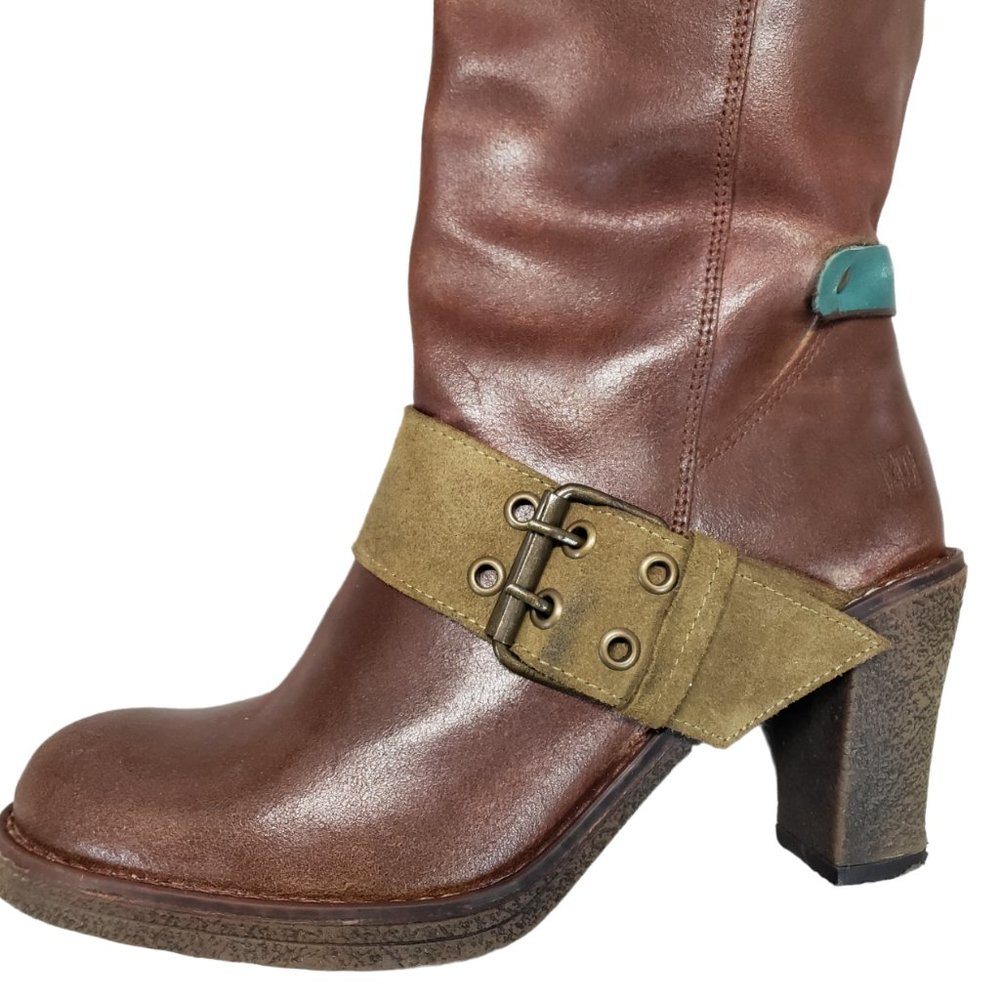 Bos & Co ‘Jan Faal’ Portugal Tall Heel Rustic Leather Brown Boots 41 - Picture 2 of 14